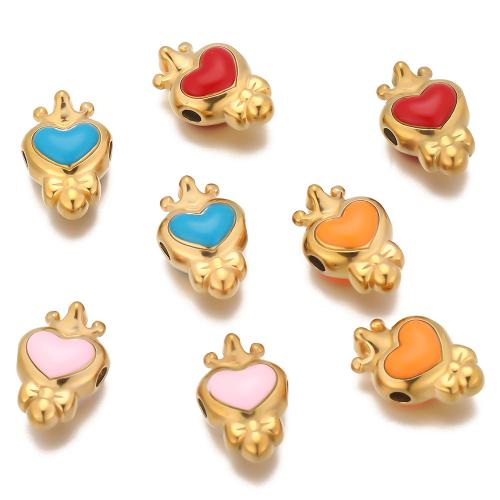 Edelstahl-Beads, 304 Edelstahl, Herz, goldfarben plattiert, DIY & Emaille, keine, 5PCs/Tasche, verkauft von Tasche