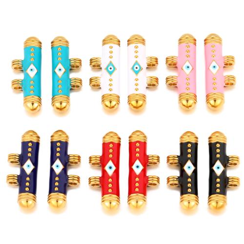 Stainless Steel Pendants, 304 Stainless Steel, gold color plated, DIY & enamel & double-hole, more colors for choice, 5PCs/Bag, Sold By Bag