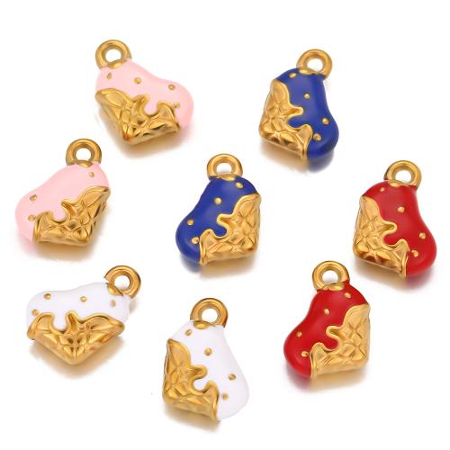 Stainless Steel Pendants, 304 Stainless Steel, Heart, gold color plated, DIY & enamel, more colors for choice, 5PCs/Bag, Sold By Bag