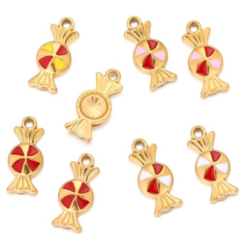 Stainless Steel Pendants, 304 Stainless Steel, gold color plated, DIY & enamel, more colors for choice, 10PCs/Bag, Sold By Bag
