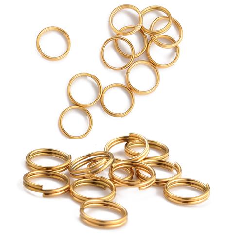 304 Edelstahl Spaltring, goldfarben plattiert, DIY, keine, 100PCs/Tasche, verkauft von Tasche