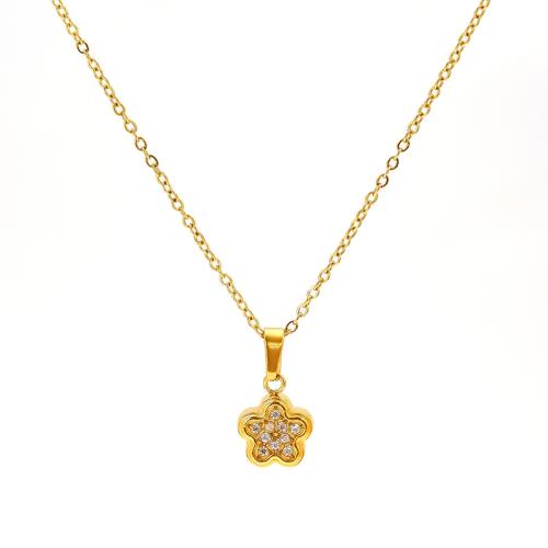 Stainless Steel Jewelry Necklace, 304 Stainless Steel, 18K gold plated, different styles for choice & micro pave cubic zirconia & for woman, Sold By PC