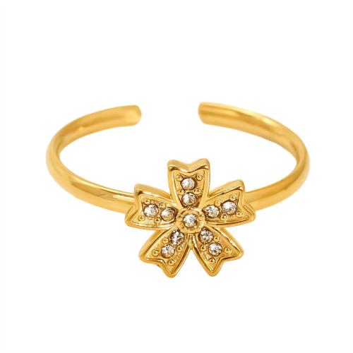 Cubic Zirconia Stainless Steel Finger Ring, 304 Stainless Steel, 18K gold plated, different styles for choice & micro pave cubic zirconia & for woman, Sold By PC