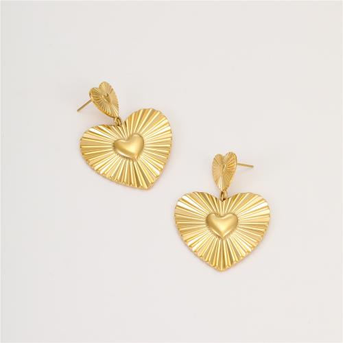 Stainless Steel Drop Earring, 304 Stainless Steel, Heart, plated, fashion jewelry & for woman, more colors for choice, Sold By Pair