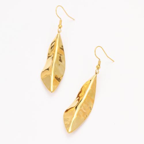 Stainless Steel Drop Earring, 304 Stainless Steel, Feather, plated, fashion jewelry & for woman, more colors for choice, Sold By Pair