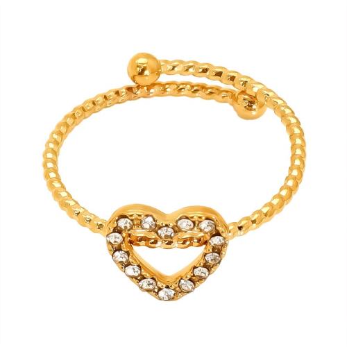 Stainless Steel Finger Ring, 304 Stainless Steel, 18K gold plated, different styles for choice & micro pave cubic zirconia & for woman, Sold By PC