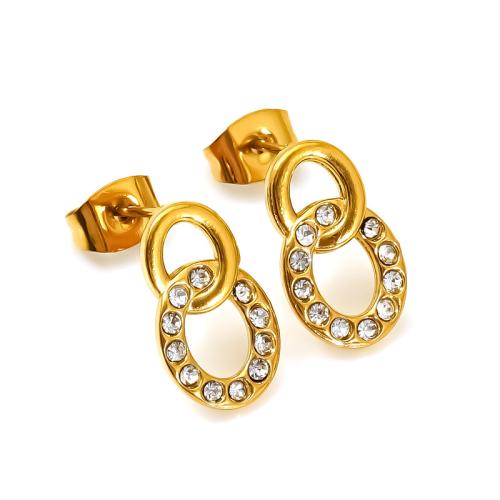 Stainless Steel Stud Earrings, 304 Stainless Steel, 18K gold plated, different styles for choice & micro pave cubic zirconia & for woman, Sold By Pair