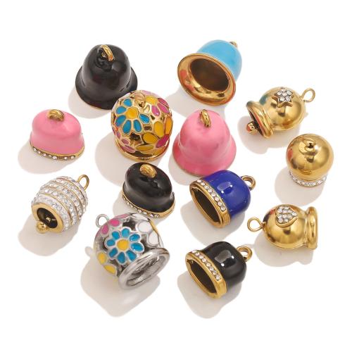 Stainless Steel Pendants, 304 Stainless Steel, 18K gold plated, DIY & different styles for choice & enamel & with rhinestone, 5PCs/Bag, Sold By Bag