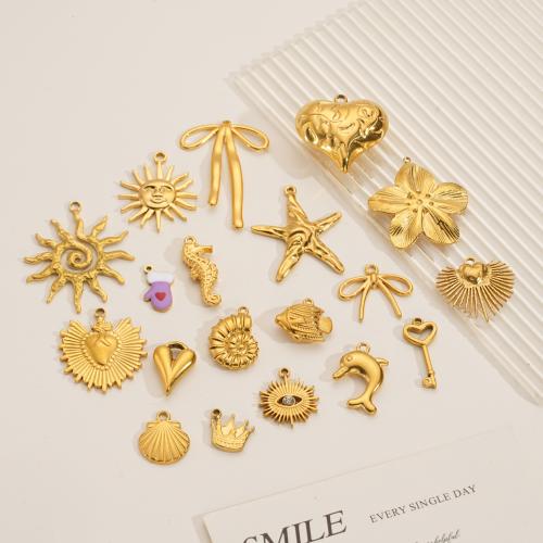 Stainless Steel Pendants, 304 Stainless Steel, 18K gold plated, DIY & different styles for choice, 5PCs/Bag, Sold By Bag