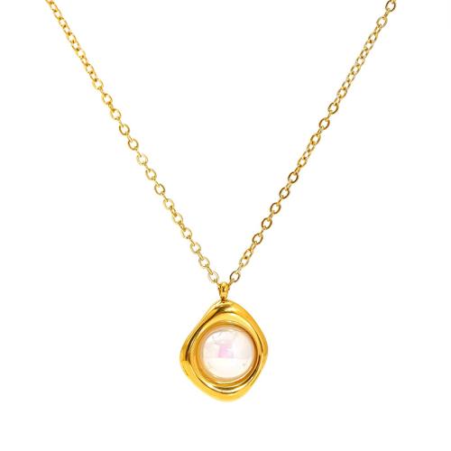 Stainless Steel Jewelry Necklace, 304 Stainless Steel, with Plastic Pearl, 18K gold plated, fashion jewelry & different styles for choice & for woman, Sold By PC