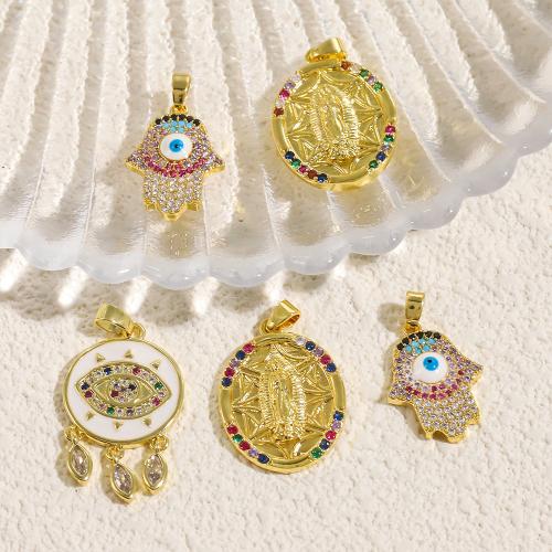 Rhinestone Brass Pendants, gold color plated, DIY & different styles for choice & enamel & with rhinestone, Sold By PC