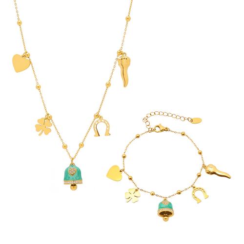 Joyería de acero inoxidable de diamantes de imitación, acero inoxidable 304, chapado en oro de 18 K, diferentes estilos para la opción & para mujer & esmalte & con diamantes de imitación, más colores para la opción, Vendido por UD