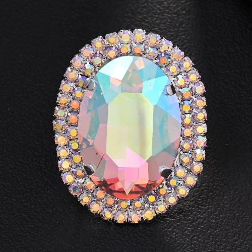 Brass Finger Ring, Copper Alloy, plated, fashion jewelry & for woman & with rhinestone, more colors for choice, Sold By PC