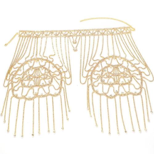 Copper Alloy Shoulder Chains, plated, fashion jewelry & for woman & with rhinestone, golden, Sold By PC
