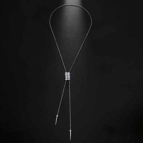 Brass Necklace, Copper Alloy, plated, fashion jewelry & for woman & with rhinestone, more colors for choice, Sold By PC