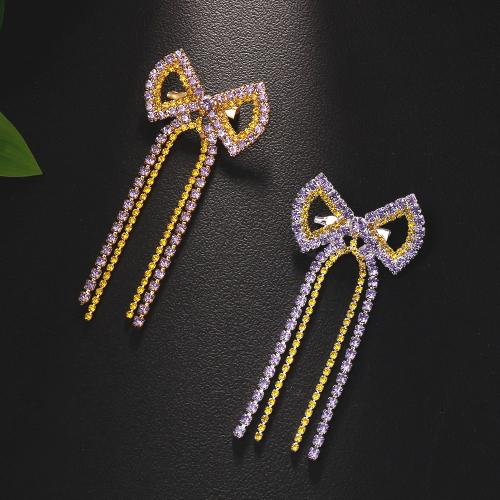Rhinestone Brooch, Copper Alloy, Bowknot, plated, fashion jewelry & for woman & with rhinestone, more colors for choice, Sold By PC