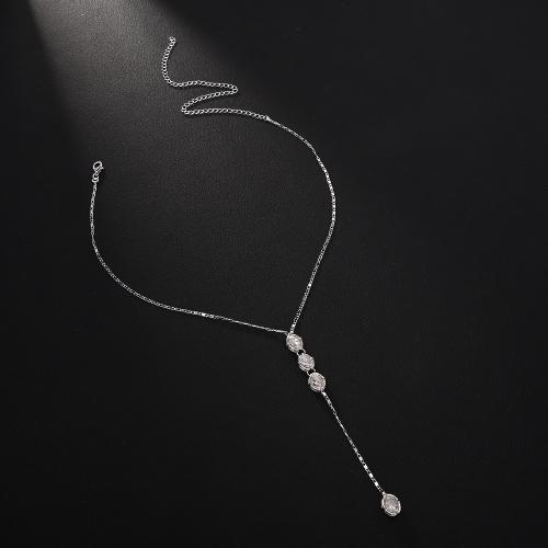 Brass Necklace, Copper Alloy, plated, fashion jewelry & for woman & with rhinestone, more colors for choice, Sold By PC