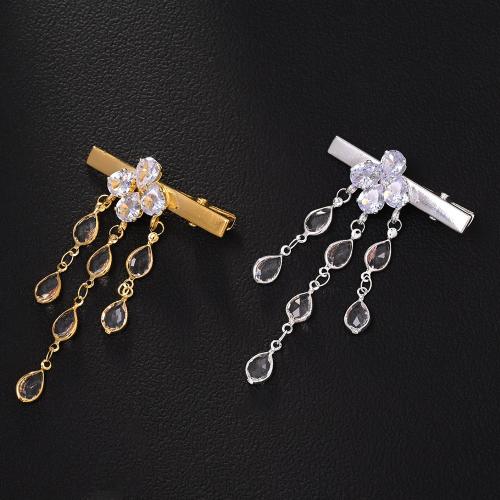 Hair Barrettes, Copper Alloy, plated, fashion jewelry & for woman & with rhinestone, more colors for choice, Sold By PC