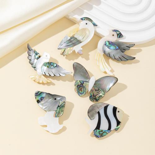 Shell Brooch, with 304 Stainless Steel, Bird, DIY, more colors for choice, Sold By PC