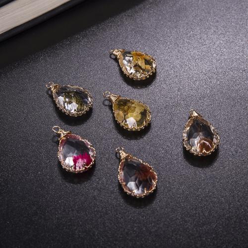 Brass Pendant, with Dried Flower & Resin, Teardrop, plated, DIY, more colors for choice, 13x18mm, Sold By PC