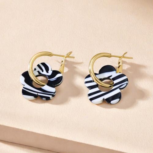 Acrylic Jewelry Earring, with Tibetan Style, Flower, plated, fashion jewelry, more colors for choice, Sold By PC
