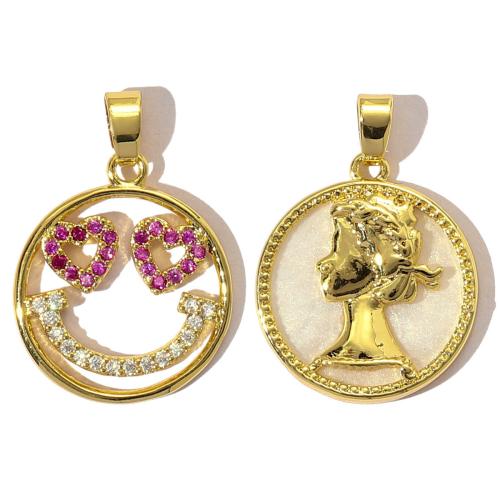 Cubic Zirconia Micro Pave Brass Pendant, with Resin, plated, DIY & micro pave cubic zirconia, more colors for choice, nickel, lead & cadmium free, 3PCs/Bag, Sold By Bag