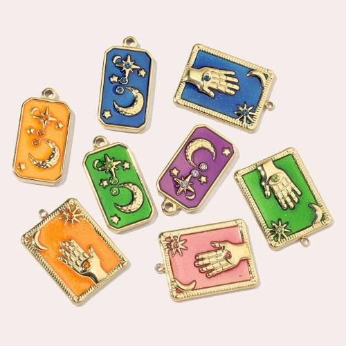 Bijoux pendentifs en acier inoxydable , Acier inoxydable 304, Placage de couleur d'or, DIY & émail & avec strass, plus de couleurs à choisir, 3PC/sac, Vendu par sac