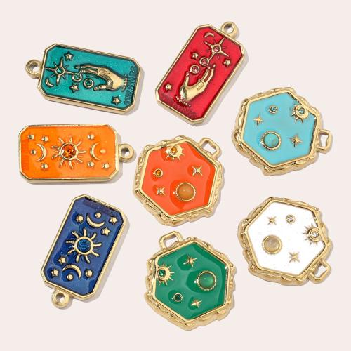 Bijoux pendentifs en acier inoxydable , Acier inoxydable 304, avec pierre gemme, Placage de couleur d'or, DIY & émail & avec strass, plus de couleurs à choisir, 3PC/sac, Vendu par sac