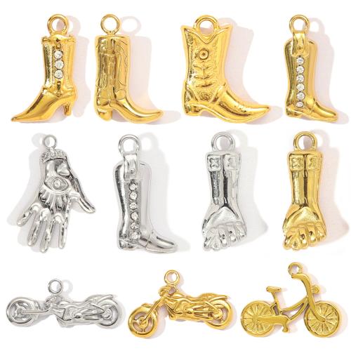 Stainless Steel Pendants, 304 Stainless Steel, gold color plated, DIY & with rhinestone, more colors for choice, Sold By Bag