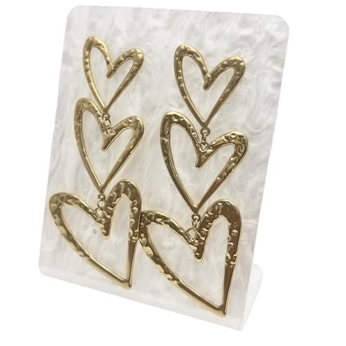 Stainless Steel Drop Earring, 304 Stainless Steel, Heart, 18K gold plated, fashion jewelry & for woman & hollow, Sold By Pair
