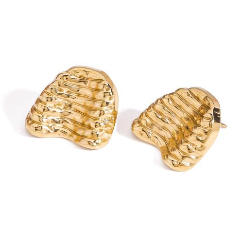 Stainless Steel Stud Earrings, 304 Stainless Steel, 18K gold plated, fashion jewelry & for woman, Sold By Pair