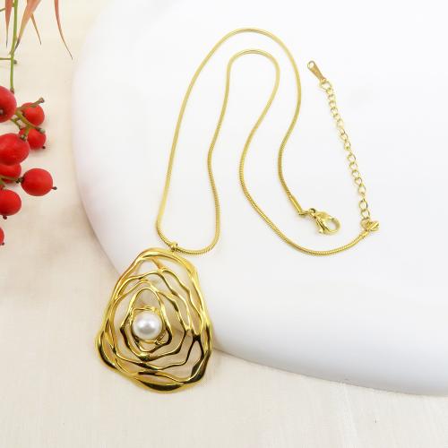 Fashion Stainless Steel Jewelry Sets, 304 Stainless Steel, with Plastic Pearl, 18K gold plated, different styles for choice & for woman & hollow, Sold By Pair