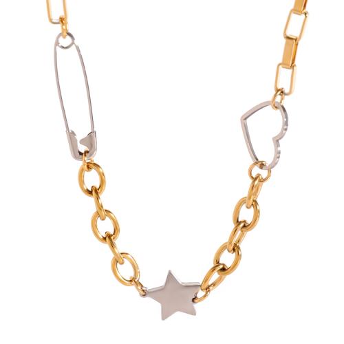 Stainless Steel Jewelry Necklace, 304 Stainless Steel, plated, for woman & two tone & hollow, Sold By PC