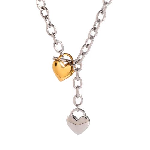 Stainless Steel Jewelry Necklace, 304 Stainless Steel, plated, fashion jewelry & for woman & two tone, Sold By PC