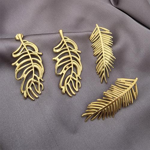 Stainless Steel Stud Earrings, 304 Stainless Steel, Leaf, 18K gold plated, fashion jewelry & different styles for choice & for woman, Sold By Pair