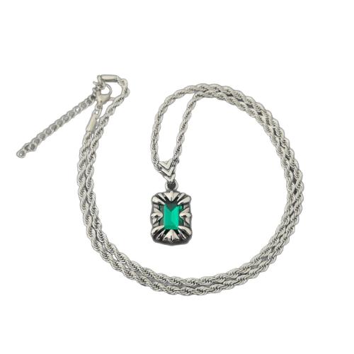 Stainless Steel Jewelry Necklace, 304 Stainless Steel, with Glass Rhinestone, with 5cm extender chain, French Rope Chain & Unisex, original color, Pendant :5.5x15x22mm, Length:50 cm, Sold By PC