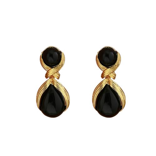 Brass Drop Earring, with Plastic Pearl, Teardrop, fashion jewelry & for woman & hollow, more colors for choice, Sold By Pair
