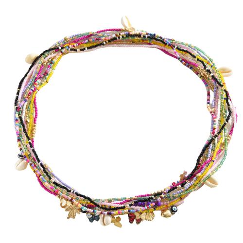 Seedbead Bracelet Set, with Shell & Tibetan Style, handmade, fashion jewelry & for woman, mixed colors, Sold By Set