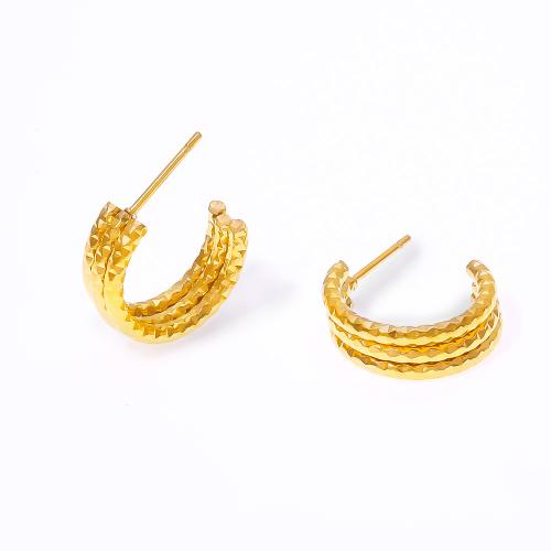 Titanium Steel  Earring, plated, fashion jewelry & for woman, golden, Sold By Pair