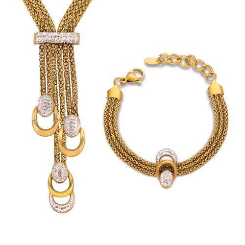 Titanium Steel Jewelry Set, plated, three layers & different styles for choice & for woman & with rhinestone, more colors for choice, Sold By PC