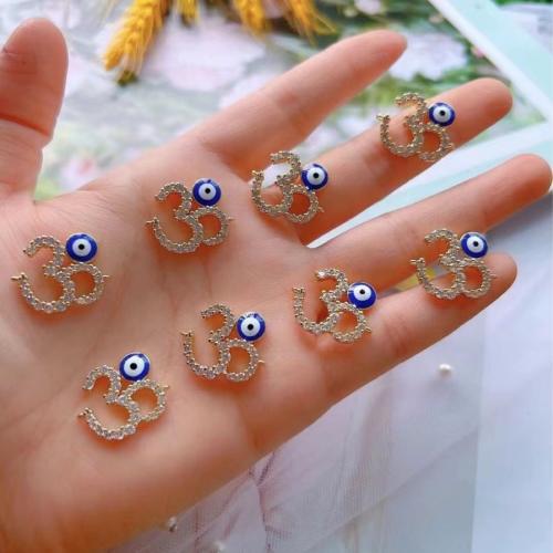 Brass Jewelry Connector, gold color plated, DIY & micro pave cubic zirconia & enamel, 20.50x13.50mm, 10PCs/Lot, Sold By Lot