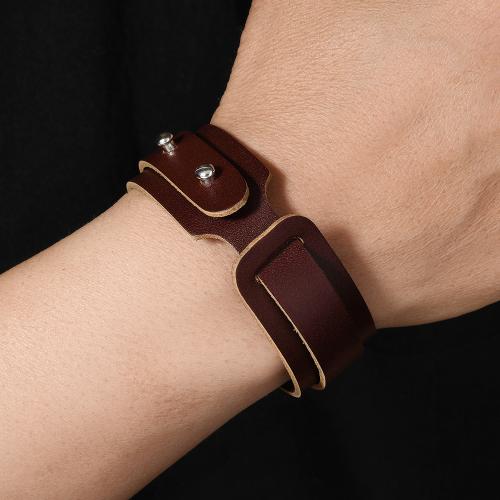 Cowhide Bracelet, with Tibetan Style, handmade, vintage & adjustable & for man, more colors for choice, Sold By PC