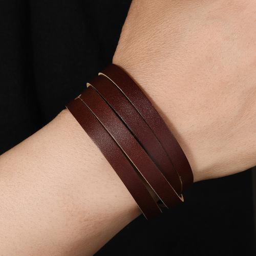 Cowhide Bracelet, with Tibetan Style, handmade, vintage & adjustable & for man, more colors for choice, Sold By PC