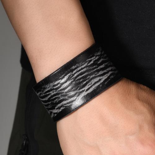 Cowhide Bracelet, with Iron, handmade, vintage & adjustable & for man, more colors for choice, Sold By PC