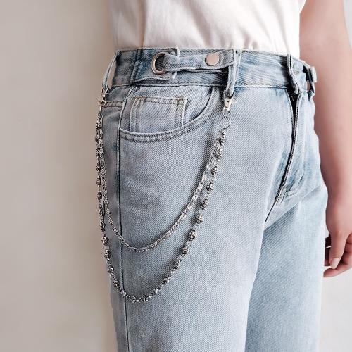 Tibetan Style Waist Chain, with Iron, plated, Double Layer & punk style & Unisex, silver color, Sold By PC