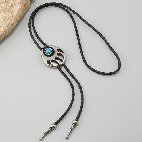 PU Leather Necklace, with turquoise & Tibetan Style, handmade, Bohemian style & Unisex & adjustable, more colors for choice, Sold By PC