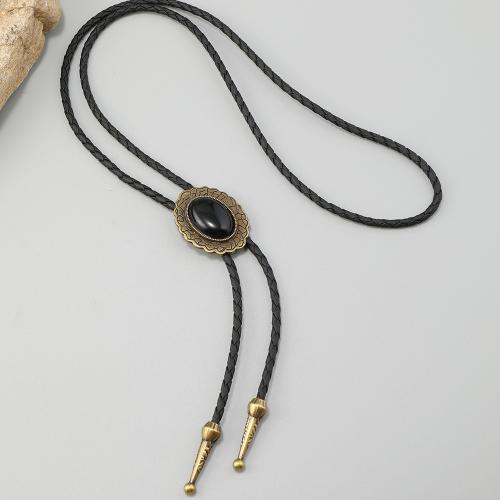 PU Leather Necklace, with Resin & Tibetan Style, handmade, vintage & adjustable & for man, more colors for choice, Sold By PC