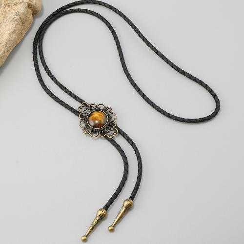 PU Leather Necklace, with Resin & Tibetan Style, handmade, vintage & Unisex & adjustable, more colors for choice, Sold By PC