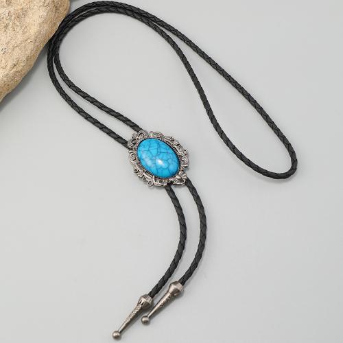 PU Leather Necklace, with turquoise & Tibetan Style, handmade, vintage & Unisex & adjustable, more colors for choice, Sold By PC