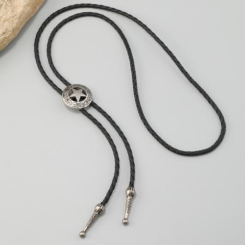 PU Leather Necklace, with Tibetan Style, pentagram, handmade, vintage & Unisex & adjustable, more colors for choice, Sold By PC